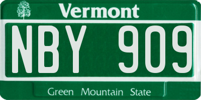 VT license plate NBY909