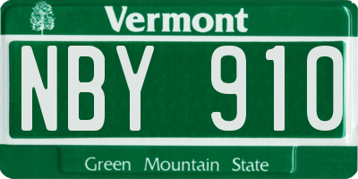 VT license plate NBY910