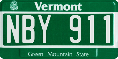 VT license plate NBY911