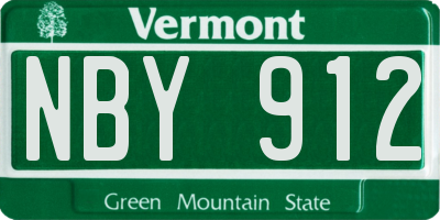 VT license plate NBY912