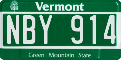 VT license plate NBY914
