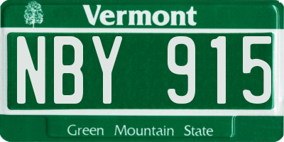 VT license plate NBY915