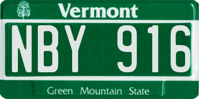 VT license plate NBY916