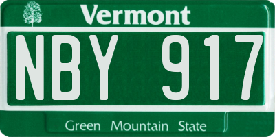VT license plate NBY917