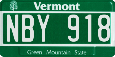 VT license plate NBY918
