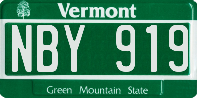 VT license plate NBY919