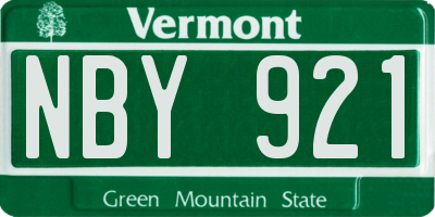 VT license plate NBY921