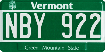 VT license plate NBY922