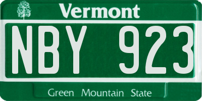 VT license plate NBY923