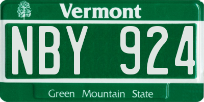 VT license plate NBY924