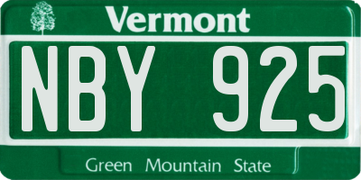 VT license plate NBY925