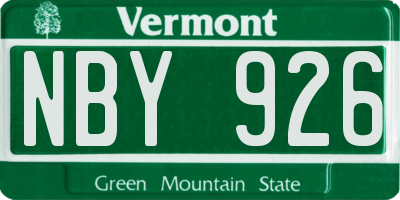 VT license plate NBY926