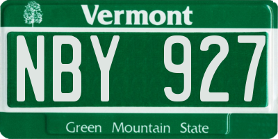 VT license plate NBY927