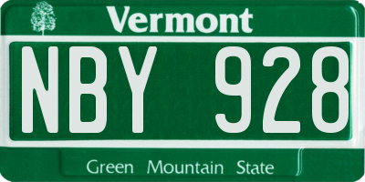 VT license plate NBY928