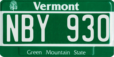 VT license plate NBY930