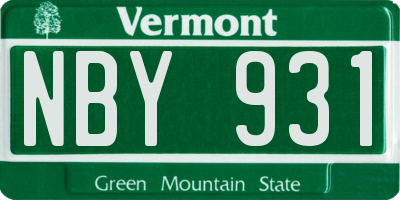VT license plate NBY931