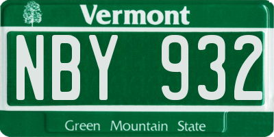 VT license plate NBY932