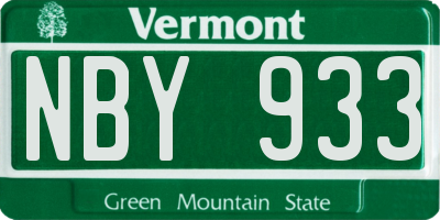 VT license plate NBY933