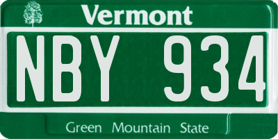 VT license plate NBY934