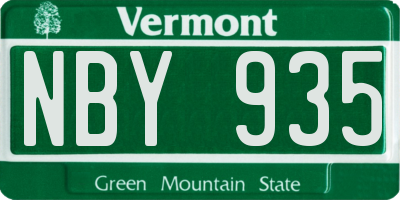 VT license plate NBY935
