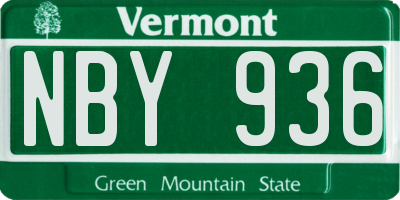 VT license plate NBY936