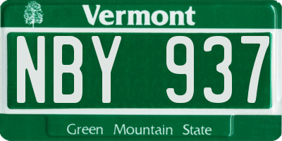 VT license plate NBY937