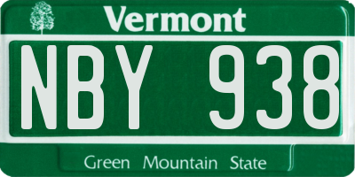 VT license plate NBY938