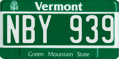 VT license plate NBY939