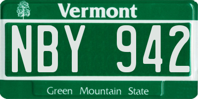 VT license plate NBY942
