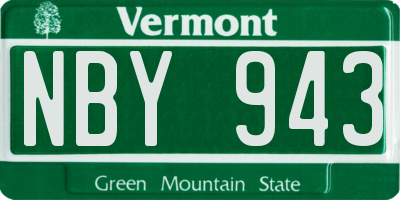 VT license plate NBY943