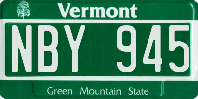 VT license plate NBY945