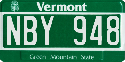 VT license plate NBY948