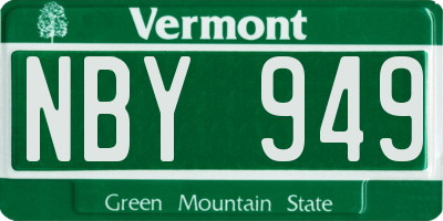 VT license plate NBY949