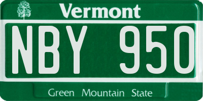 VT license plate NBY950