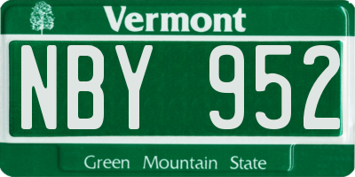 VT license plate NBY952