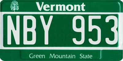 VT license plate NBY953