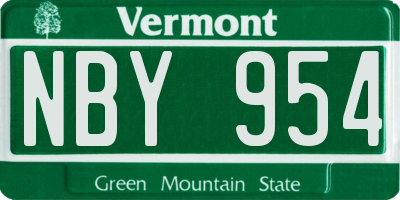 VT license plate NBY954