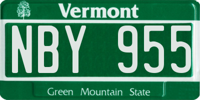 VT license plate NBY955