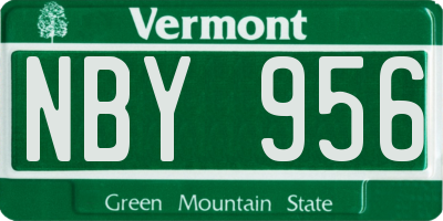 VT license plate NBY956