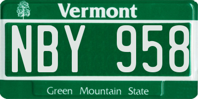 VT license plate NBY958