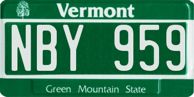 VT license plate NBY959