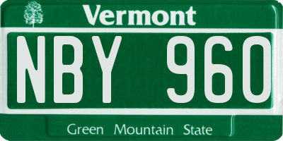 VT license plate NBY960