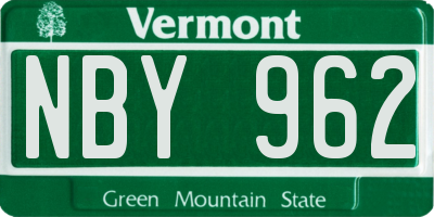 VT license plate NBY962