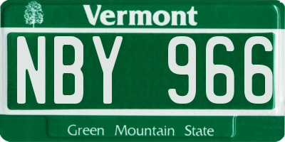 VT license plate NBY966