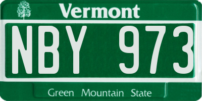 VT license plate NBY973