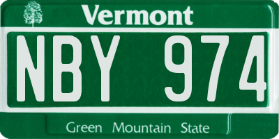 VT license plate NBY974