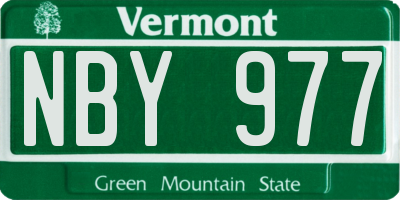 VT license plate NBY977