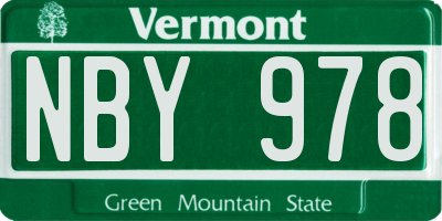 VT license plate NBY978