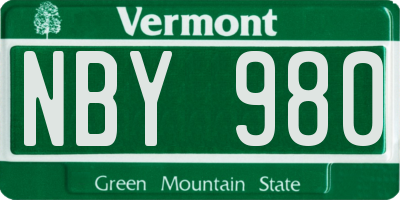 VT license plate NBY980
