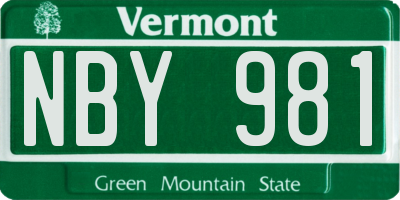VT license plate NBY981